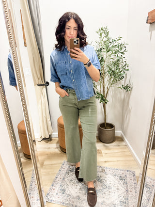 The Signature Denim Button Top
