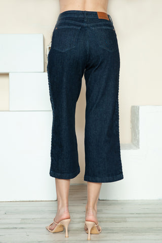 Judy Blue Side Seam Braid Detail Crop Wide Leg Jeans