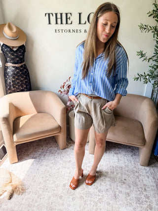 As It Was Stripe Button Top