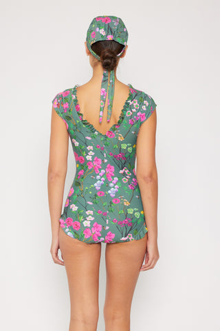 Swim Bring Me Flowers V-Neck One Piece Swimsuit In Sage