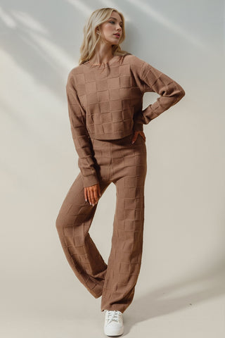 PREORDER Checkered Round Neck Top and Pants Set 7 COLORS