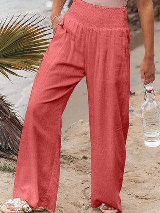 PREORDER Full Size Smocked Waist Wide Leg Pants 7 Colors