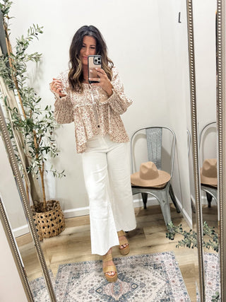 Anniewear Stretch Wide Leg Crop White Denim