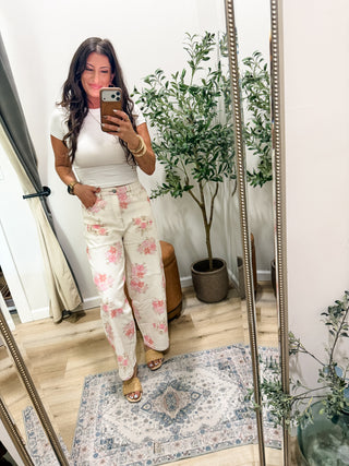 Anniewear Rose Printed Barrel Jeans