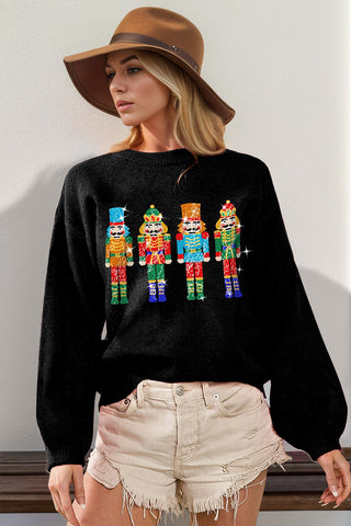 PREORDER Sequin Nutcracker Long Sleeve Sweater 3 COLORS