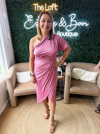 Flaunt It One Shoulder Dress mauve