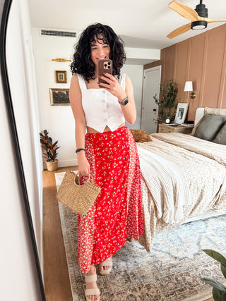 Floral Elastic Waist Maxi Skirt