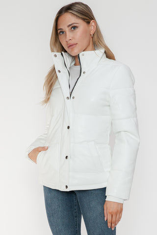 Pocketed Zip Up Turtleneck Puffer Jacket