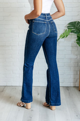 JUDY BLUE Mavis High Rise Side Seam Detail Flare Jeans