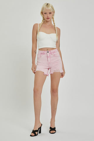 RISEN High Rise Distressed Denim Shorts