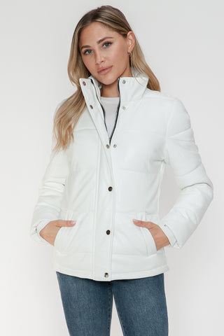 Pocketed Zip Up Turtleneck Puffer Jacket