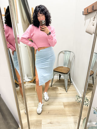 All I Ever Want Denim Slit Skirt 2 Colors