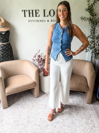 Never On Time Denim Vest 2 Colors