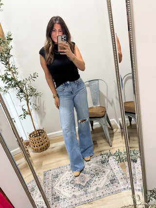 Risen Camila Tummy Control Knee Distress 2 colors