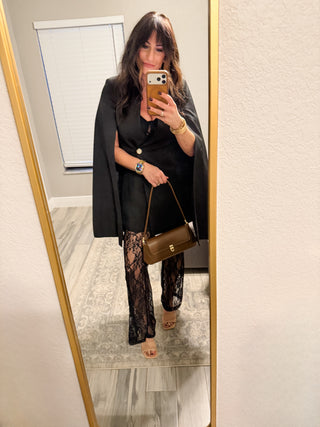 One Button Fitted Mini Blazer Dress with Cape Sleeves