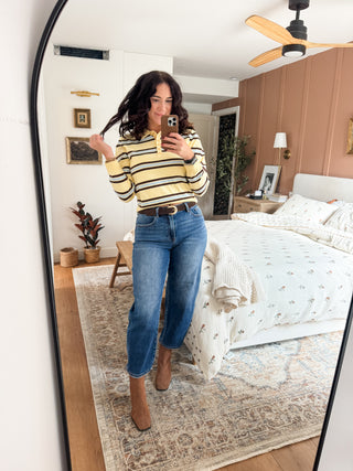 PREORDER Striped Polo Collar Knit Top