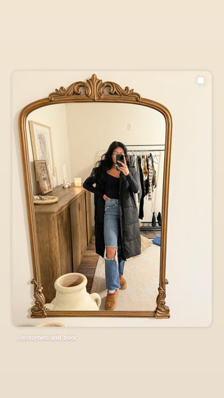 Thick DOWN Hooded longline vest with Pockets 2 colors Pre-Order