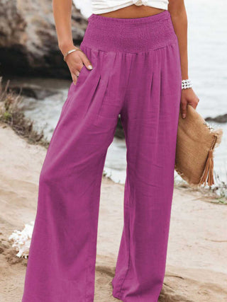 PREORDER Full Size Smocked Waist Wide Leg Pants 7 Colors