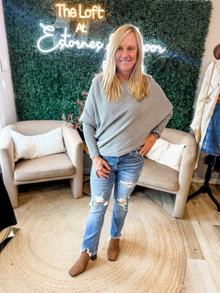 Cozy Days Ahead Dolman Sweater Grey