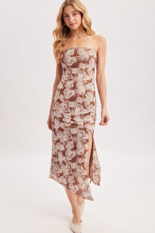 Mocha Rose Strapless Dress