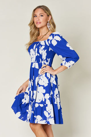 PREORDER Floral Ruffle Hem Smocked Dress with Pockets