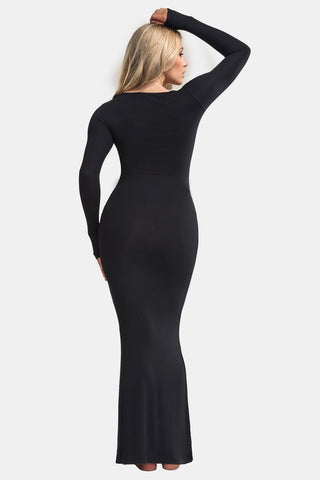 PREORDER Built-In Shapewear Square Neck Long Sleeve Maxi Dress