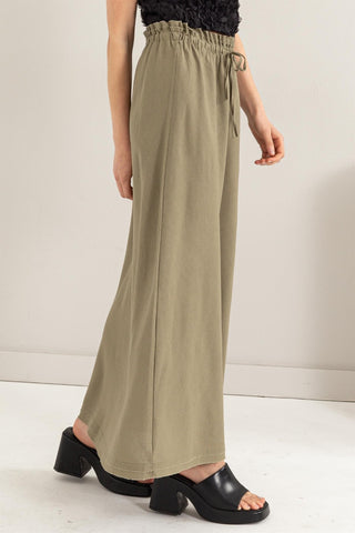 Drawstring Washed Linen Maxi Skirt