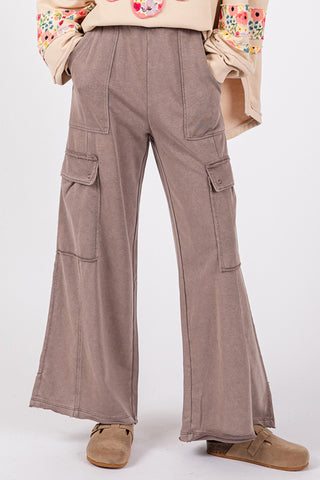 Knit Terry Mineral Wash Wide Leg Pants