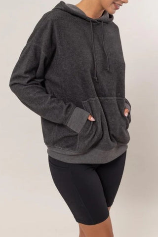 Brushed Long Sleeve Hoodie with Kangaroo Pocket