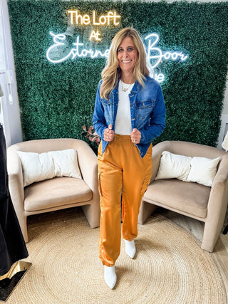 Up At Night Satin Cargo Pants 2 Colors