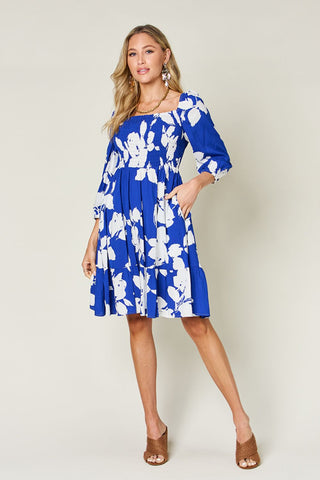 PREORDER Floral Ruffle Hem Smocked Dress with Pockets