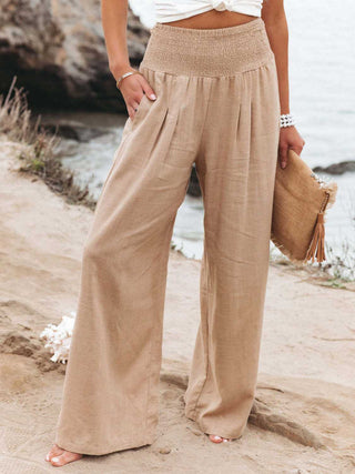 PREORDER Full Size Smocked Waist Wide Leg Pants 7 Colors