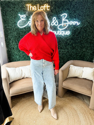 Sweet Things Criss Cross Sweater Ruby