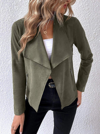 PREORDER Collared Neck Long Sleeve Jacket 4 colors