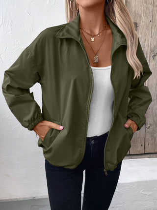 PREORDER Pocketed Zip Up Long Sleeve Jacket 4 colors