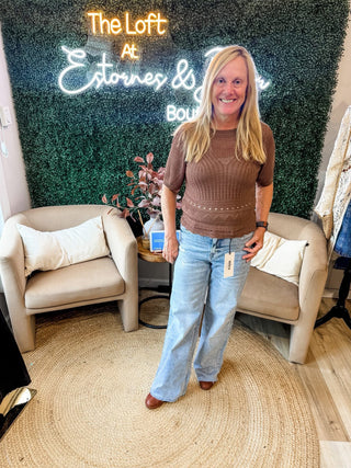 No Worries Open Knit Top