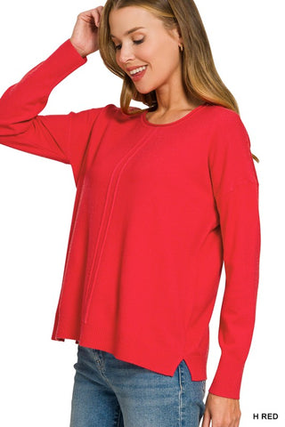 Viscose center seam oversized sweater in Red