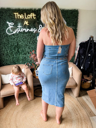 Here For More Denim Dress