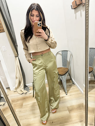 New Me Cropped Satin Blouse