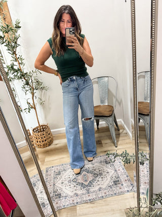 Risen Camila Tummy Control Knee Distress 2 colors