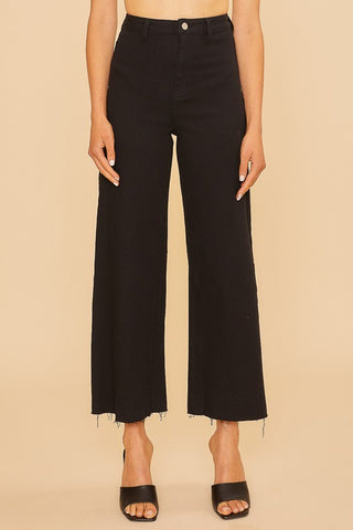 Anniewear Stretch Wide Leg Crop Black Denim