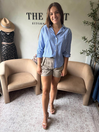 Would You Know Pleat Linen Shorts