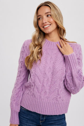 I’m Feeling Alive Lavender Cable Sweater
