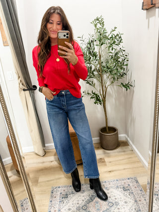 Viscose center seam oversized sweater in Red