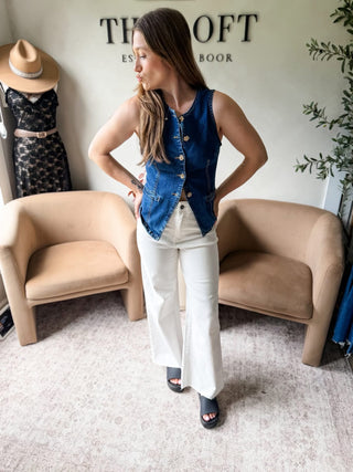 Never On Time Denim Vest 2 Colors