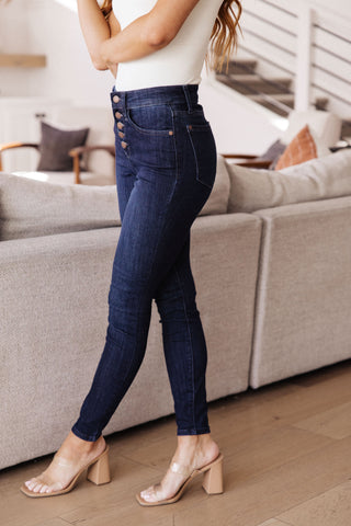 JUDY BLUE Celecia High Waist Hand Sanded Resin Skinny Jeans