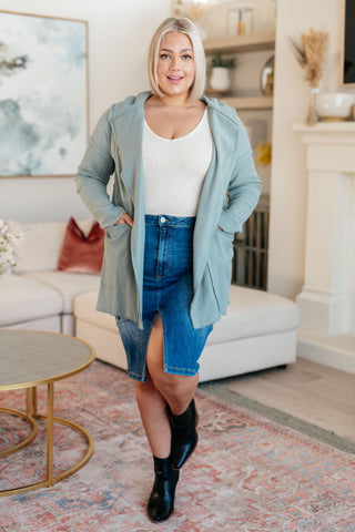 RISEN JEANS Always Be There Cargo Denim Skirt