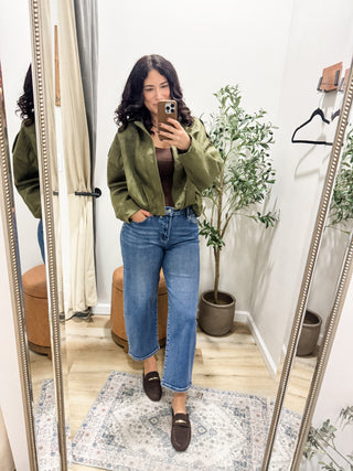 Tell Your Friends Suede Jacket Olive