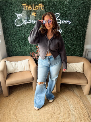 Always In Style Collar Zip Cardigan 2 Colors