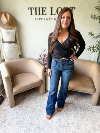 Risen Hollie High Rise Dark Wash Flare